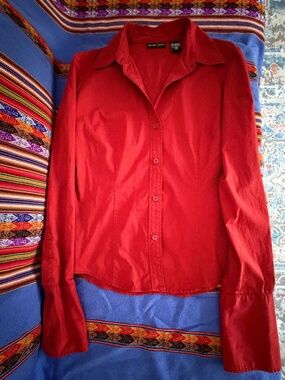 NEW YORK & CO Red Buttoned Dress Shirt - Size Small